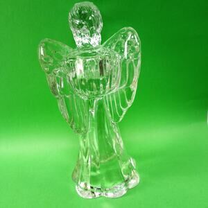 Vintage Clear Crystal Glass Angel Candle Holder Figurine